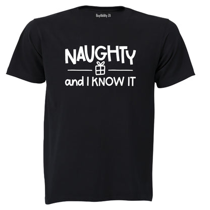 Christmas Naughty & I Know - Adults - T-Shirt