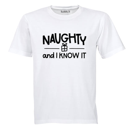 Christmas Naughty & I Know - Adults - T-Shirt