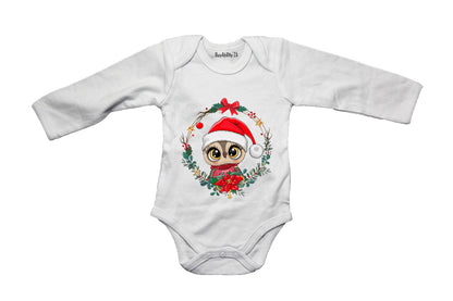 Christmas Owl Wreath - Baby Grow
