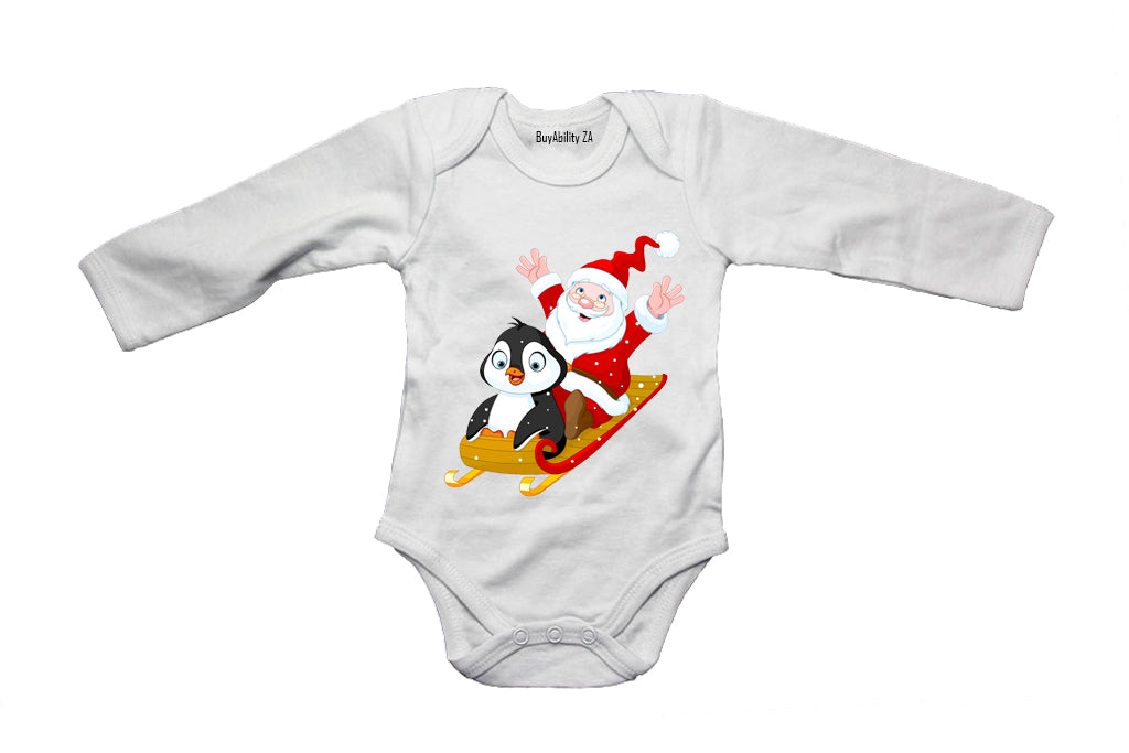 Christmas Penguin with Santa - Baby Grow