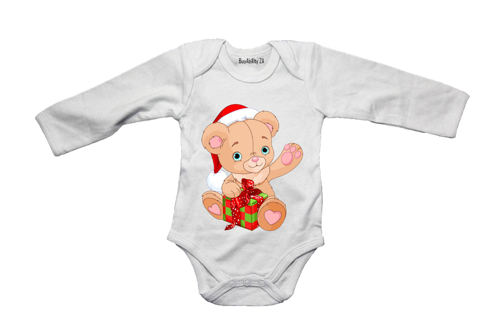 Christmas Present Teddy - Baby Grow