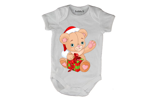 Christmas Present Teddy - Baby Grow