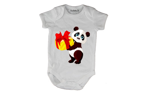 Christmas Present Panda - Baby Grow