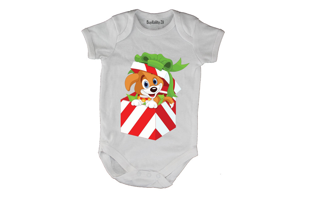 Christmas Puppy Gift - Baby Grow