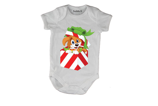 Christmas Puppy Gift - Baby Grow