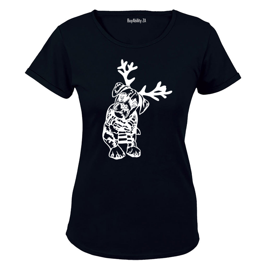Christmas Reindeer Dog - Ladies - T-Shirt - BuyAbility