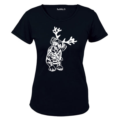 Christmas Reindeer Dog - Ladies - T-Shirt - BuyAbility