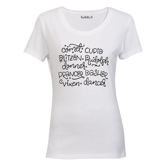 Christmas Reindeer Names! - Ladies - T-Shirt