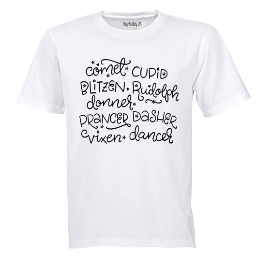 Christmas Reindeer Names! - Kids T-Shirt