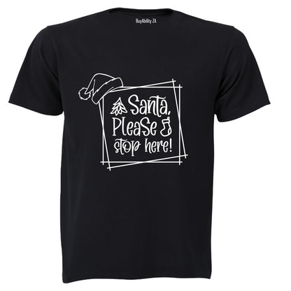 Christmas Santa - Stop Here - Kids T-Shirt