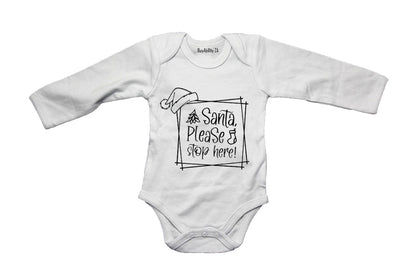 Christmas Santa - Stop Here - Baby Grow