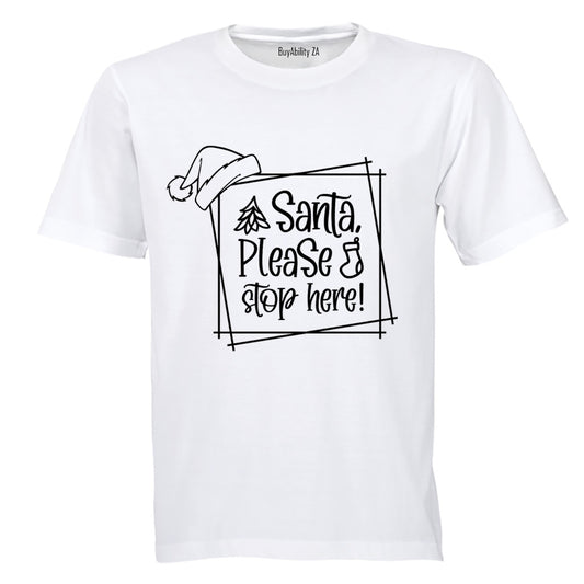 Christmas Santa - Stop Here - Kids T-Shirt