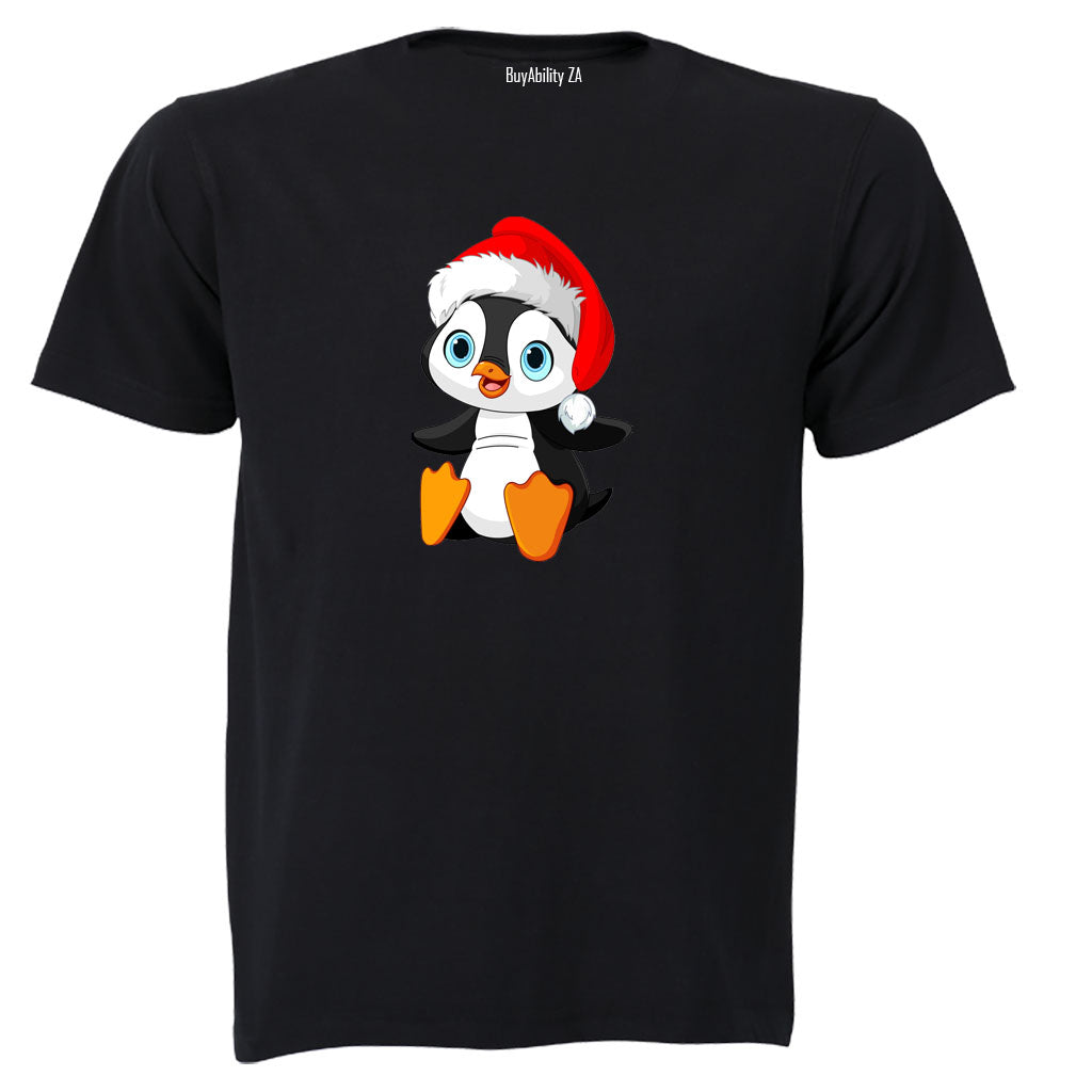 Christmas Sitting Penguin - Kids T-Shirt