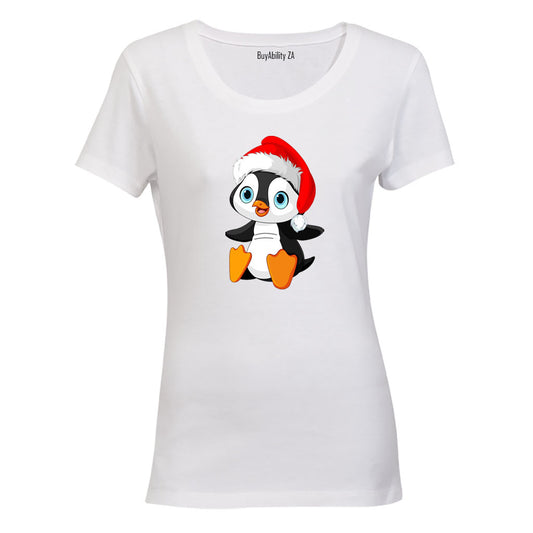 Christmas Sitting Penguin - Ladies - T-Shirt