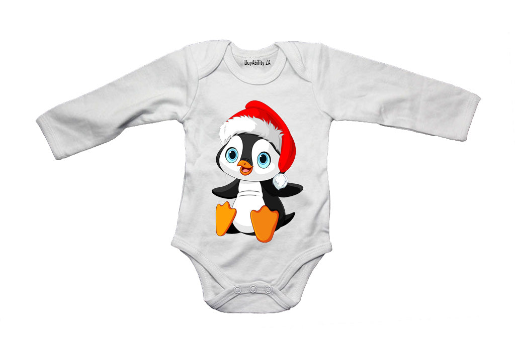 Christmas Sitting Penguin - Baby Grow