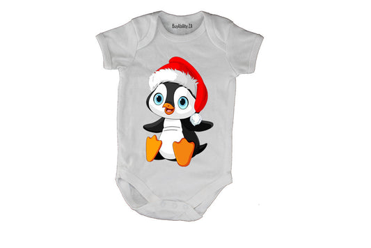Christmas Sitting Penguin - Baby Grow