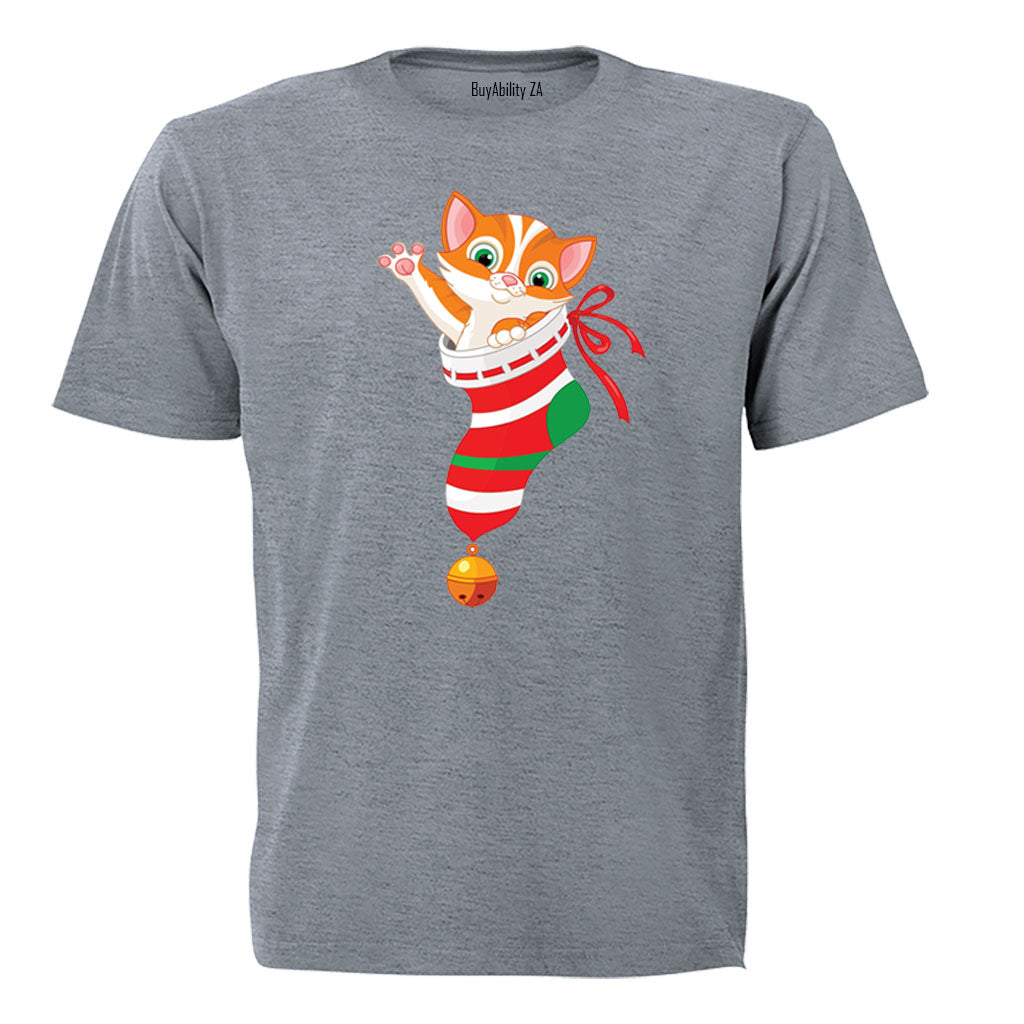 Christmas Stocking Kitten - Kids T-Shirt - BuyAbility