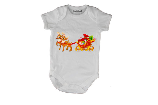 Christmas Toys on The Sleigh - Baby Grow