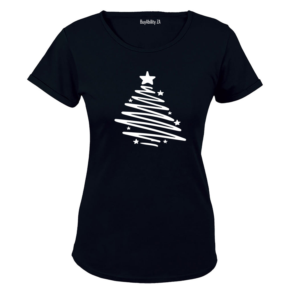 Christmas Tree Sketch - Ladies - T-Shirt