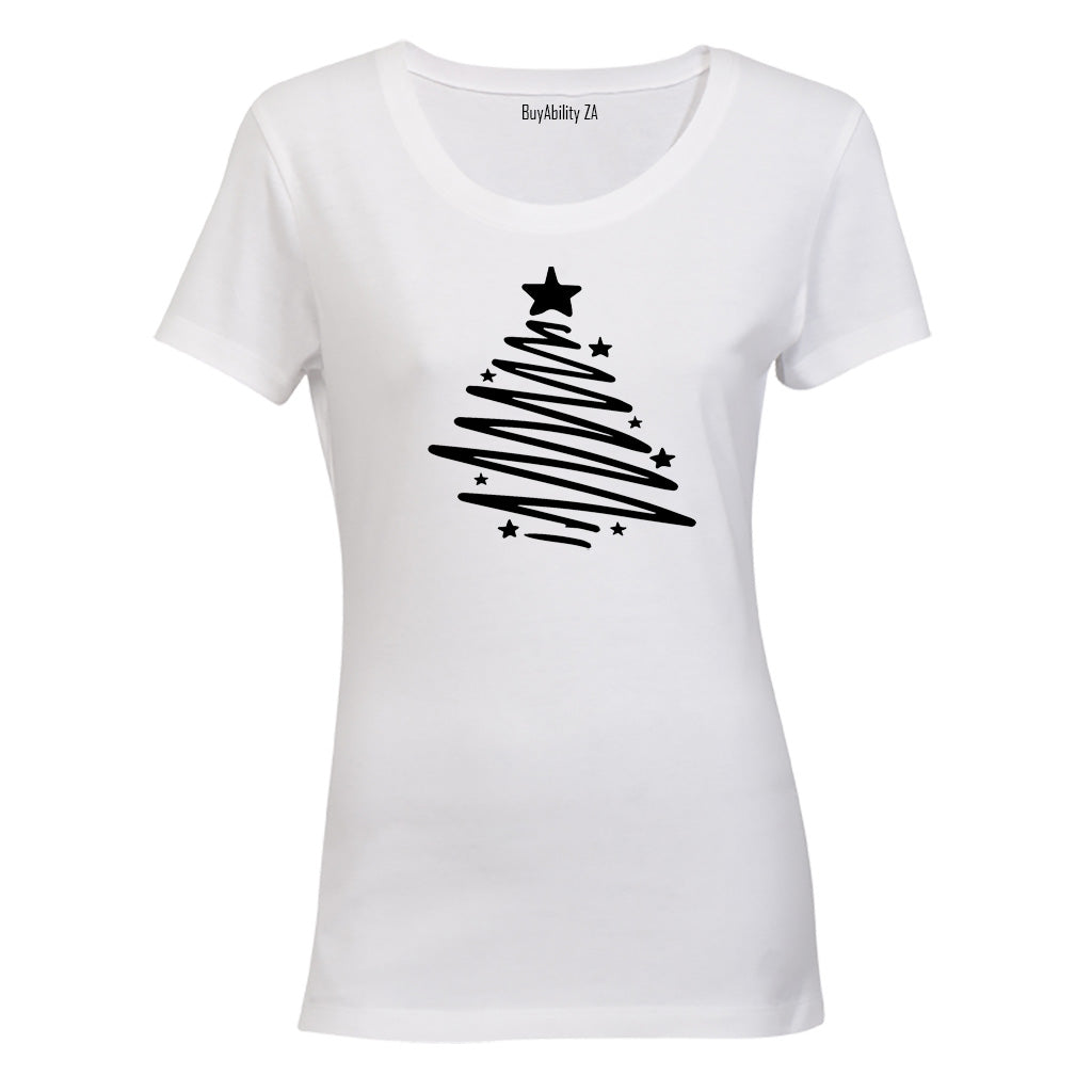 Christmas Tree Sketch - Ladies - T-Shirt
