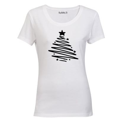 Christmas Tree Sketch - Ladies - T-Shirt