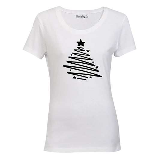 Christmas Tree Sketch - Ladies - T-Shirt