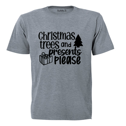 Christmas Trees and Presents - Adults - T-Shirt