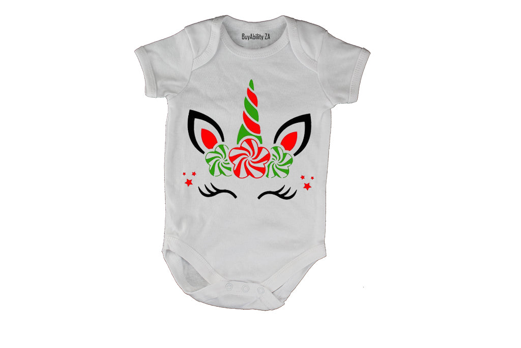Colourful Christmas Unicorn - Baby Grow