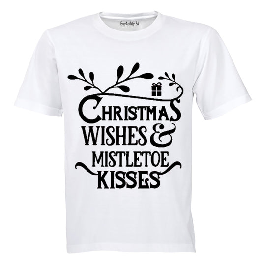 Christmas Wishes & Mistletoe Kisses - Adults - T-Shirt