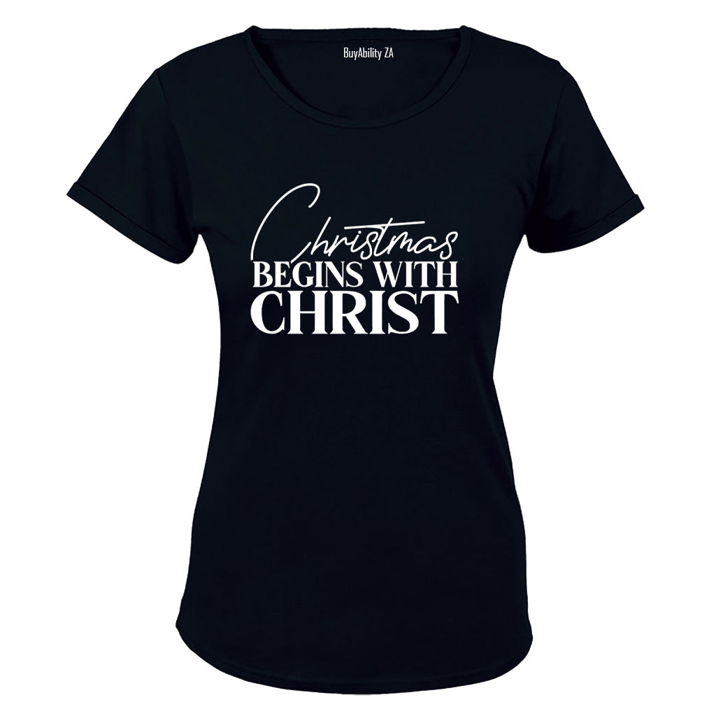 Christmas Begins With Christ - Ladies - T-Shirt