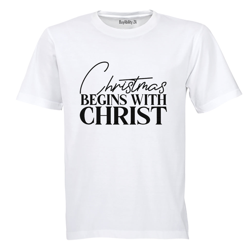 Christmas Begins With Christ - Adults - T-Shirt