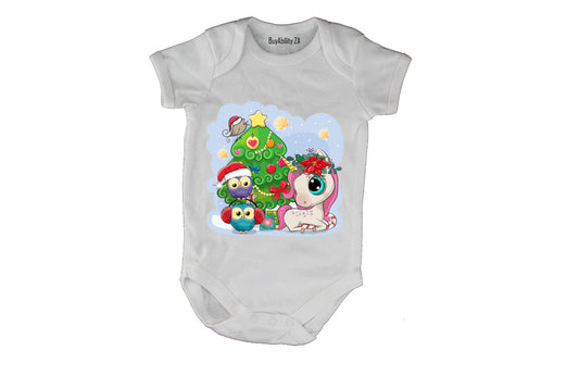 Christmas Unicorn & Friends - Baby Grow