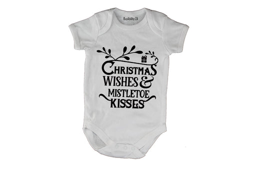 Christmas Wishes & Mistletoe Kisses - Baby Grow - BuyAbility