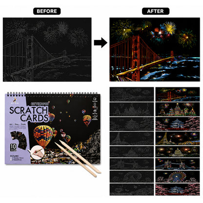 City Impression -Creative Scratch Art Book 10 Piece