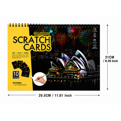 City Landmarks - Creative Scratch Art Book 10 Piece
