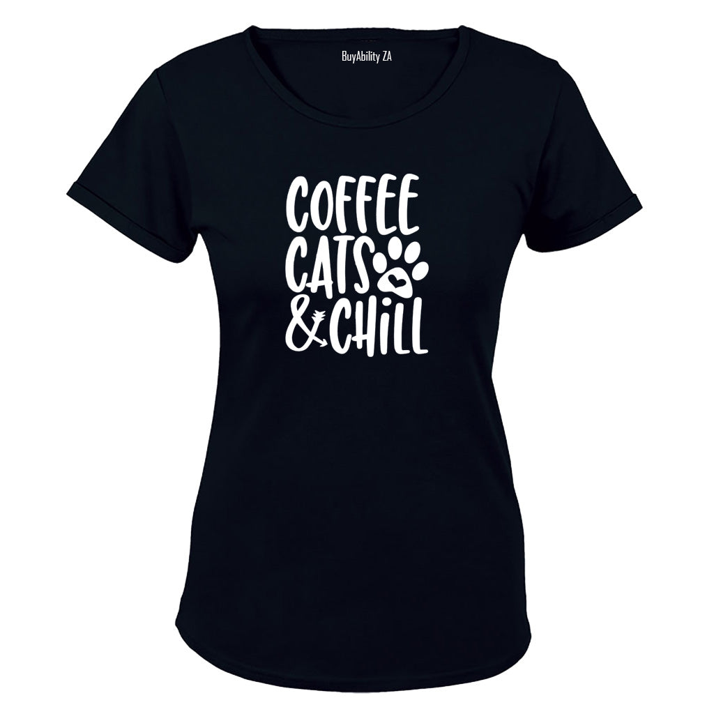 Coffee Cats Chill - Ladies - T-Shirt - BuyAbility South Africa