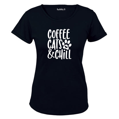 Coffee Cats Chill - Ladies - T-Shirt - BuyAbility South Africa