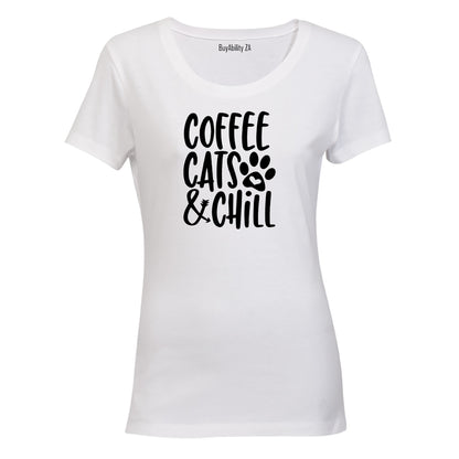 Coffee Cats Chill - Ladies - T-Shirt - BuyAbility South Africa