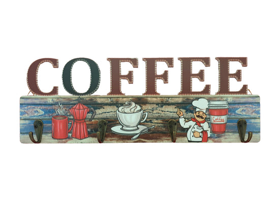 Wooden Coffee Key Hook - Wall Mount