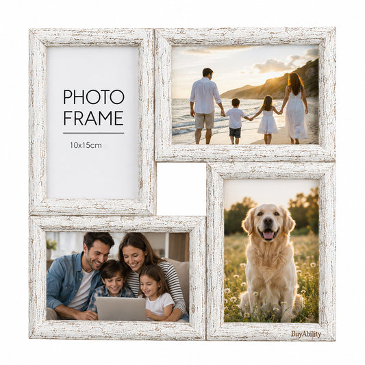 Rustic Distressed 4-Photo Collage Frame