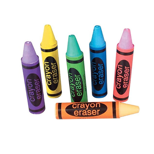 Novelty Mini Eraser - Crayon Shaped 6 Piece