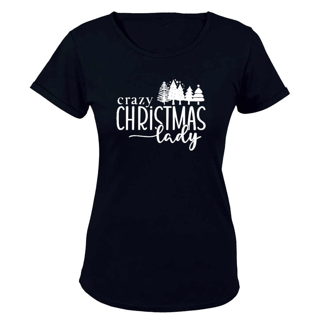 Crazy Christmas Lady - Trees - Ladies - T-Shirt - BuyAbility South Africa