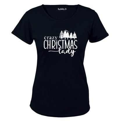 Crazy Christmas Lady - Trees - Ladies - T-Shirt