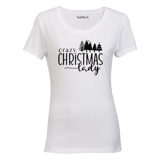 Crazy Christmas Lady - Trees - Ladies - T-Shirt