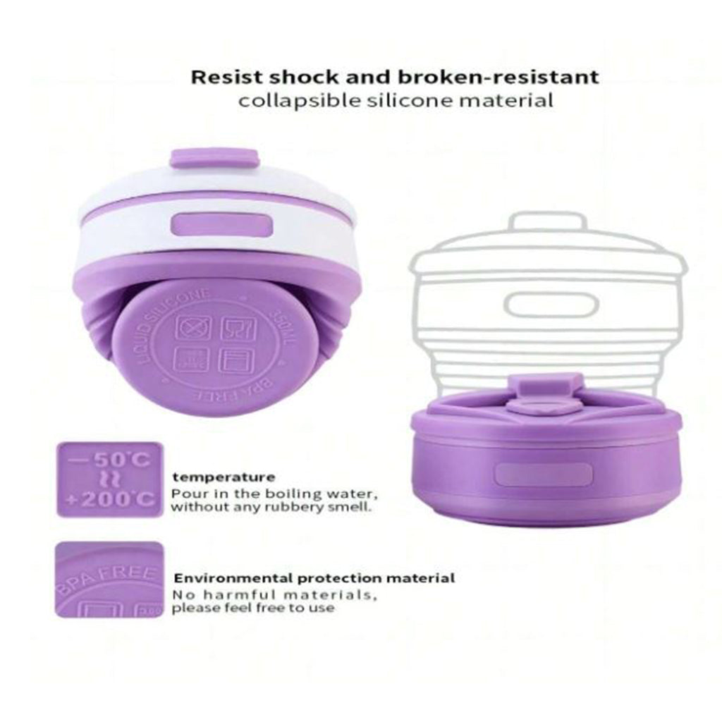 350ml Collapsible Leak Proof Travel Silicone Coffee Cup - BuyAbility