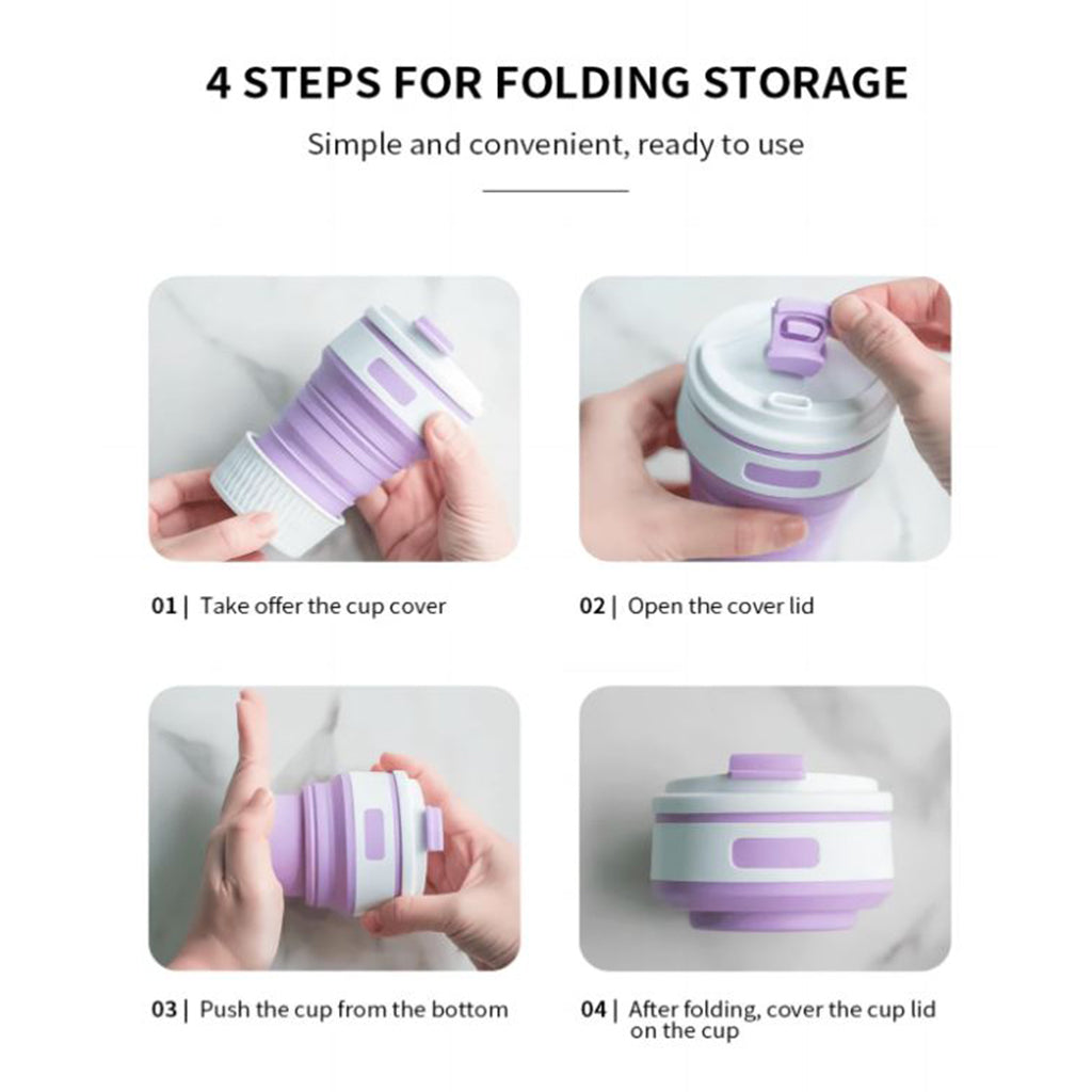 350ml Collapsible Leak Proof Travel Silicone Coffee Cup - BuyAbility