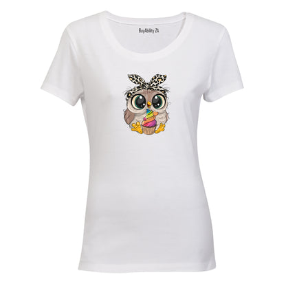 Cupcake Headband Owl - Ladies - T-Shirt