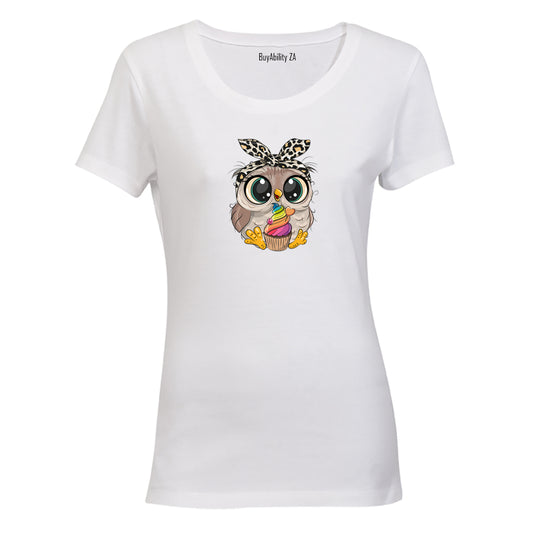 Cupcake Headband Owl - Ladies - T-Shirt