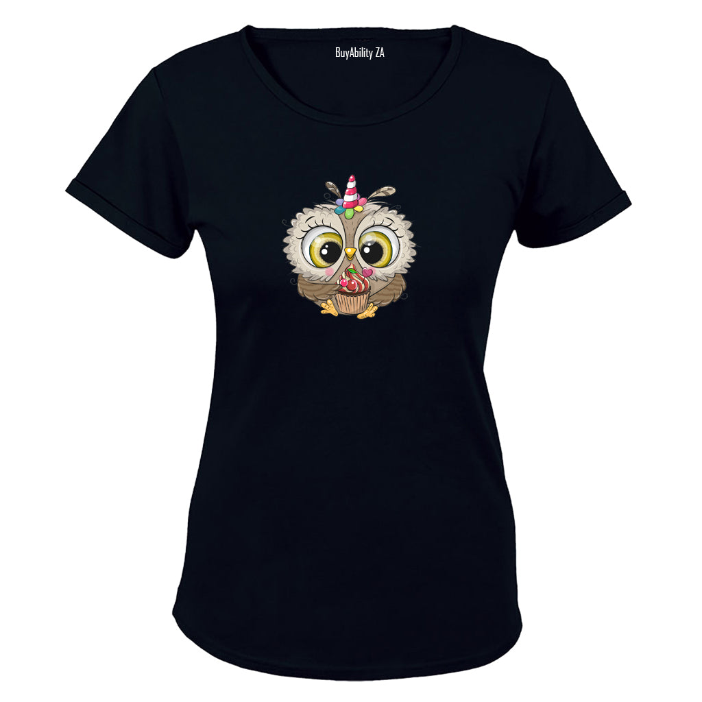Cupcake Owl - Ladies - T-Shirt - BuyAbility