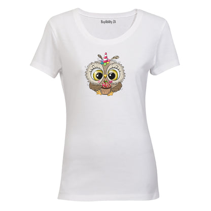 Cupcake Owl - Ladies - T-Shirt - BuyAbility